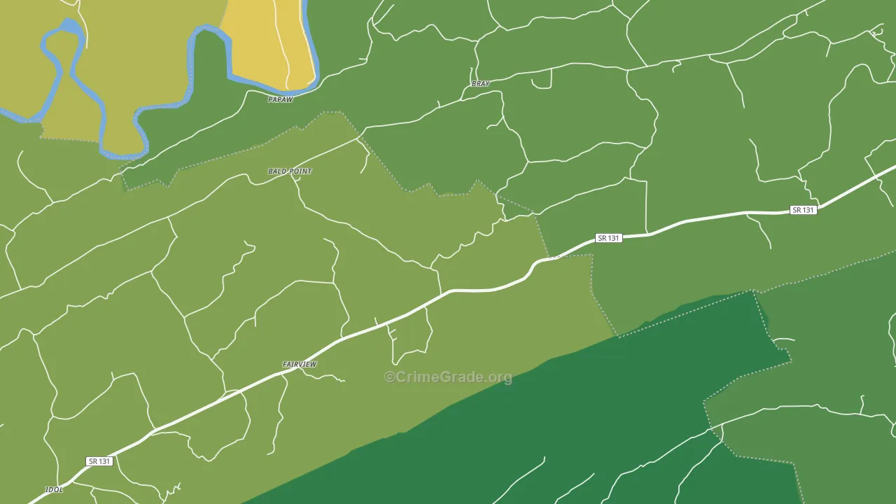 Bray, TN Map of Vehicle Theft Rates