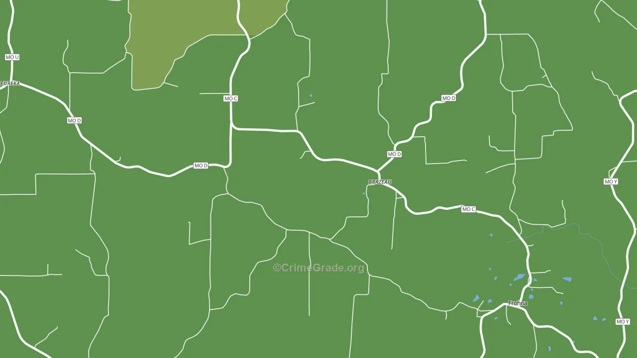 Brazeau, MO Map of Vehicle Theft Rates
