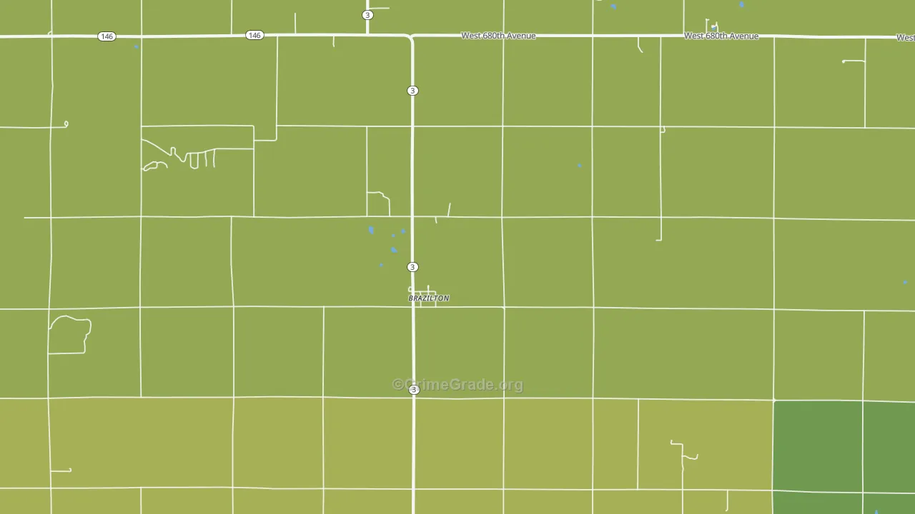 Brazilton, KS Map of Vehicle Theft Rates