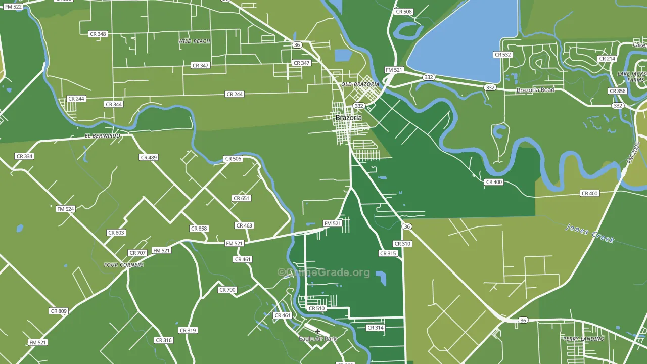 Brazoria, TX Map of Vehicle Theft Rates