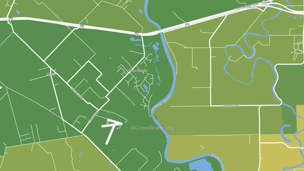 Brazos Country, TX Map of Vehicle Theft Rates