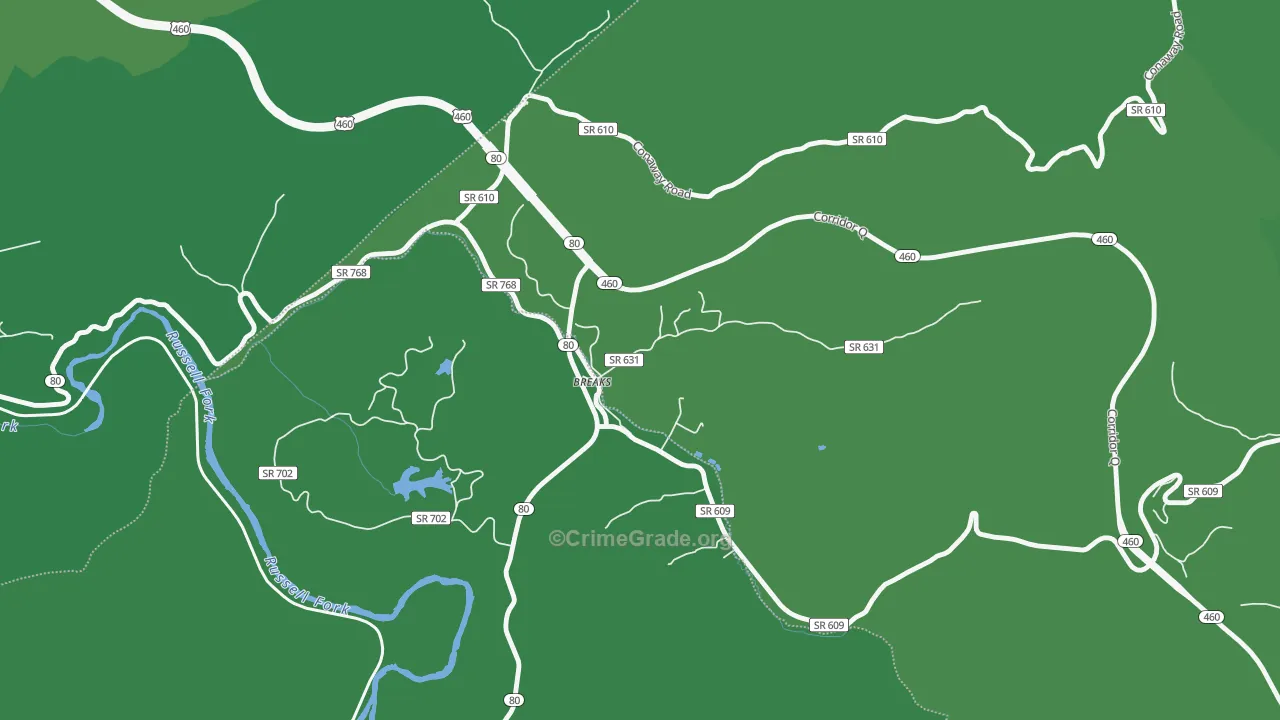 Breaks, VA Map of Vehicle Theft Rates
