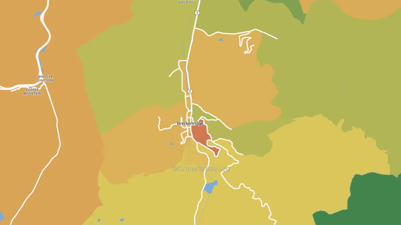 Breckenridge, CO Map of Vehicle Theft Rates