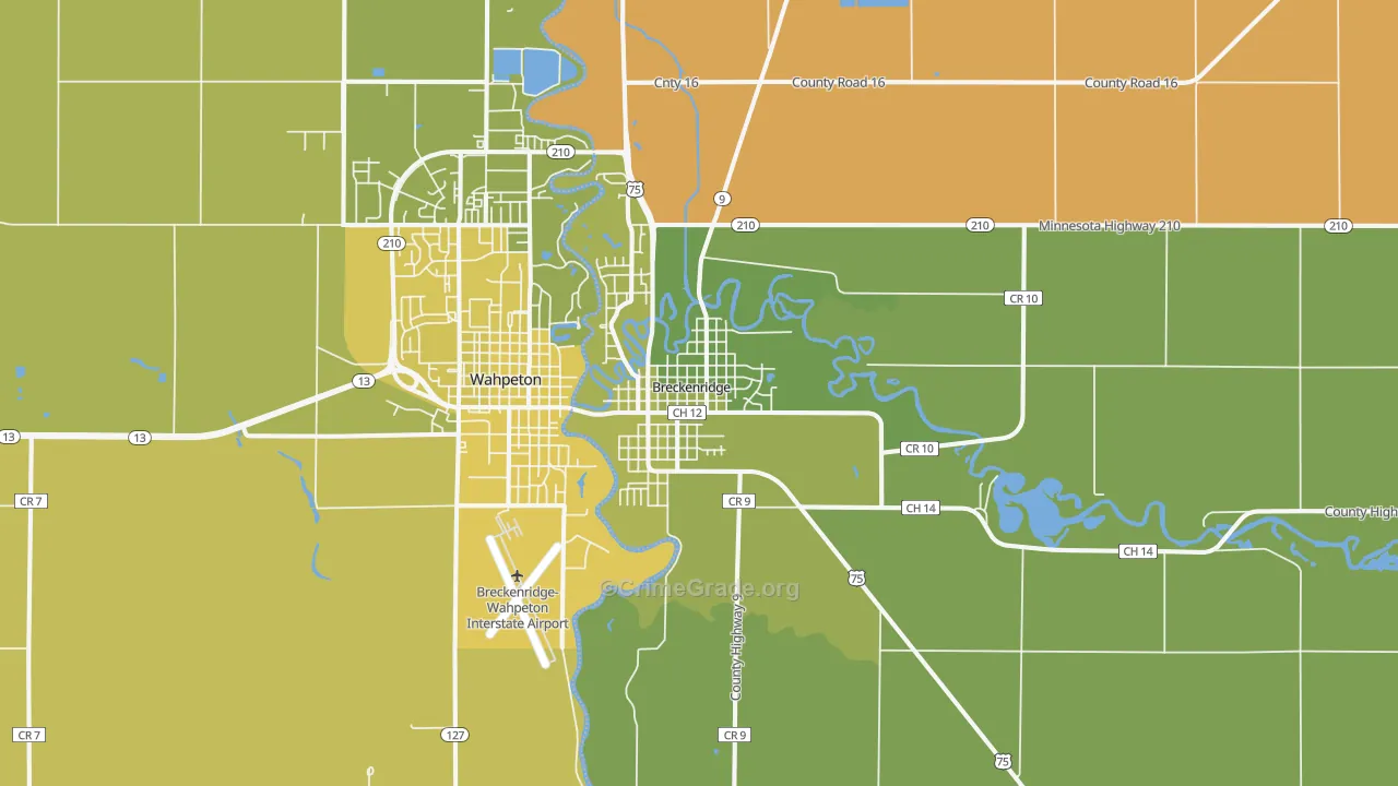 Breckenridge, MN Map of Vehicle Theft Rates