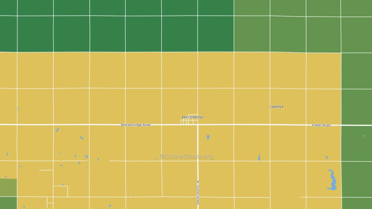 Breckenridge, OK Map of Vehicle Theft Rates