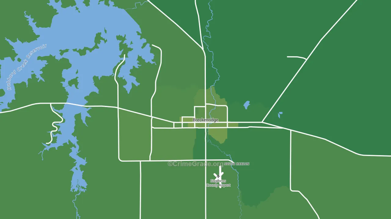 Breckenridge, TX Map of Vehicle Theft Rates