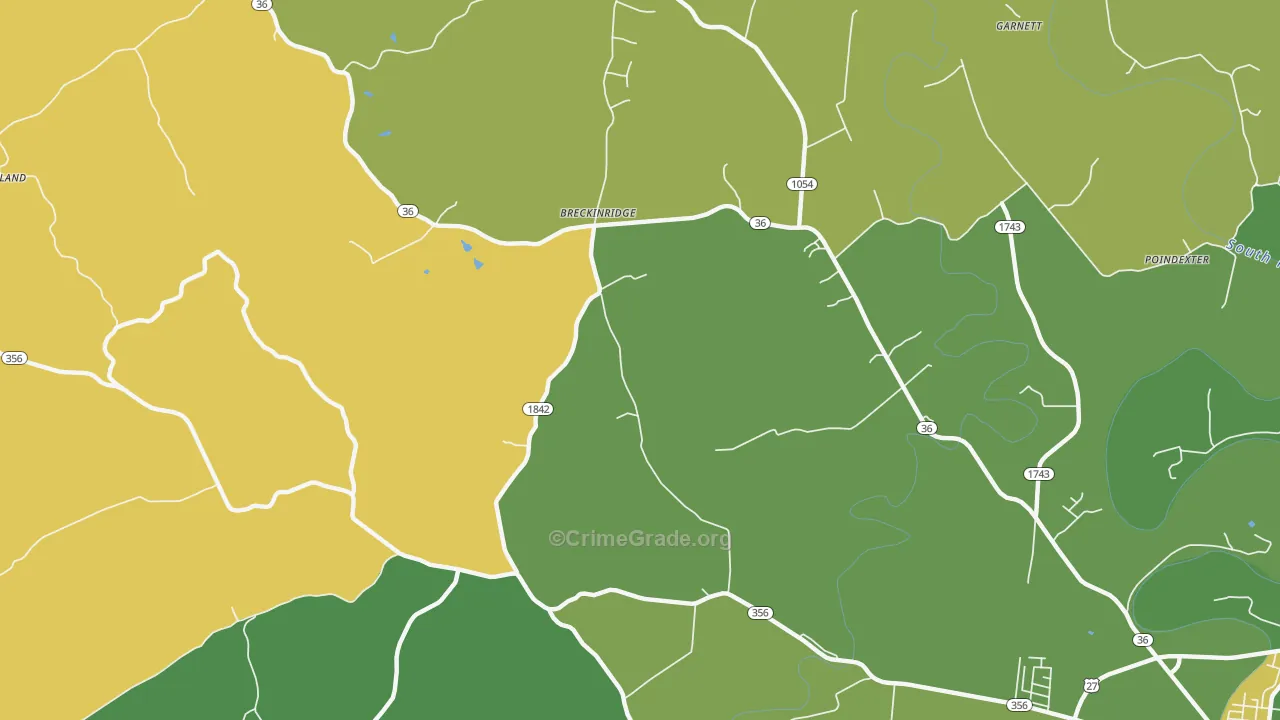 Breckinridge, KY Map of Vehicle Theft Rates