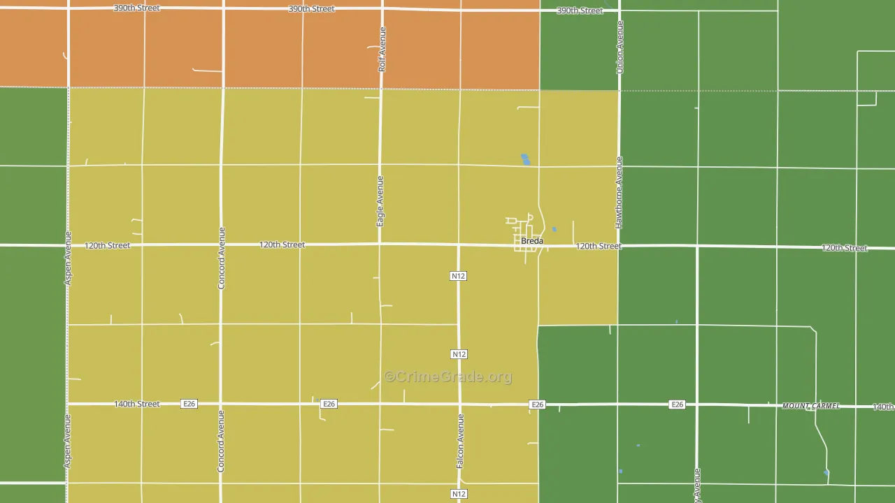 Breda, IA Map of Vehicle Theft Rates
