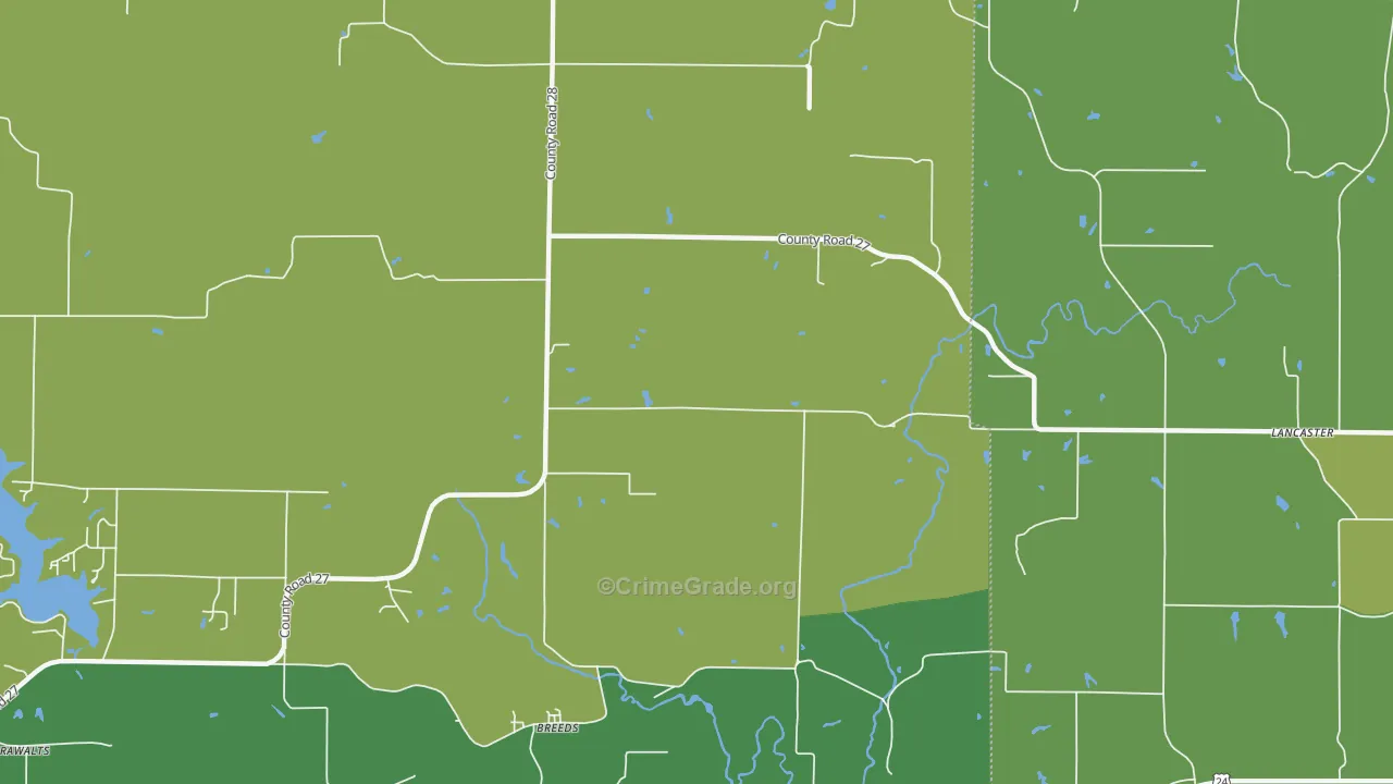 Breeds, IL Map of Vehicle Theft Rates