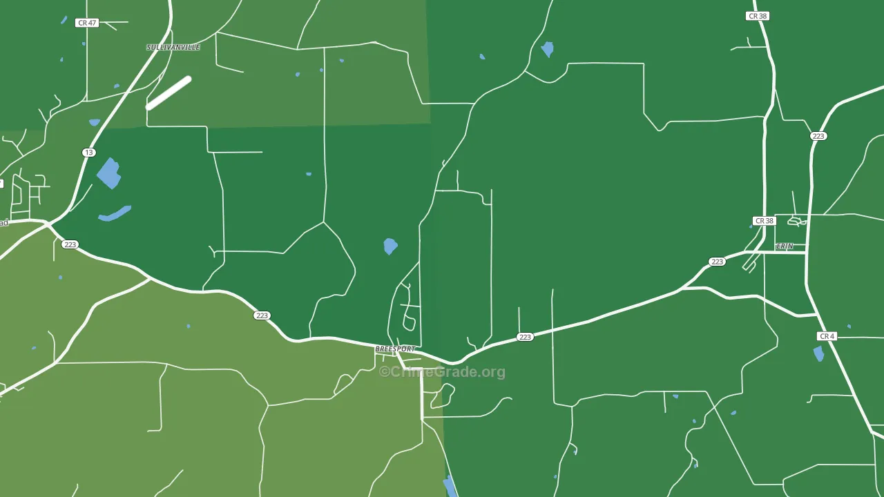 Breesport, NY Map of Vehicle Theft Rates