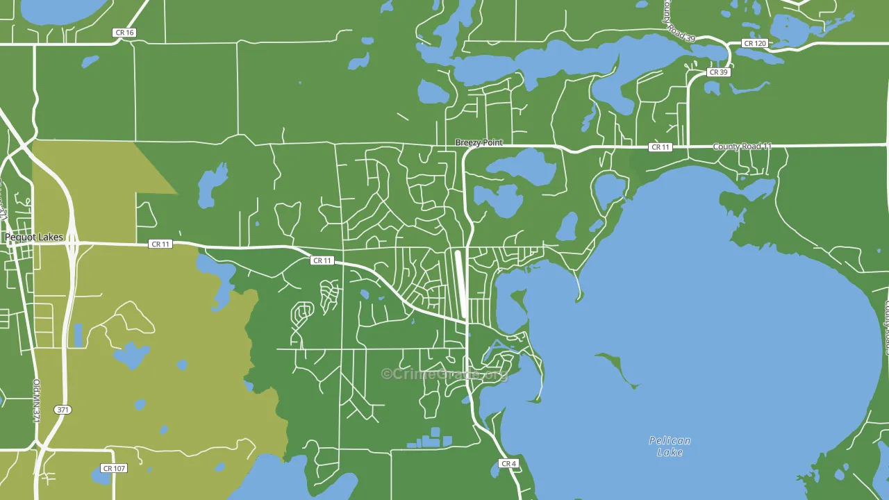 Breezy Point, MN Map of Vehicle Theft Rates
