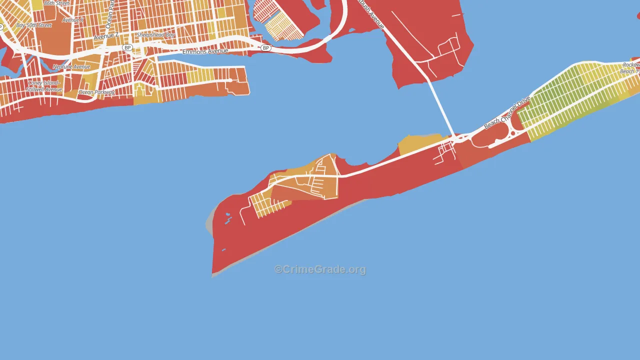 Breezy Point, Queens, NY Map of Vehicle Theft Rates
