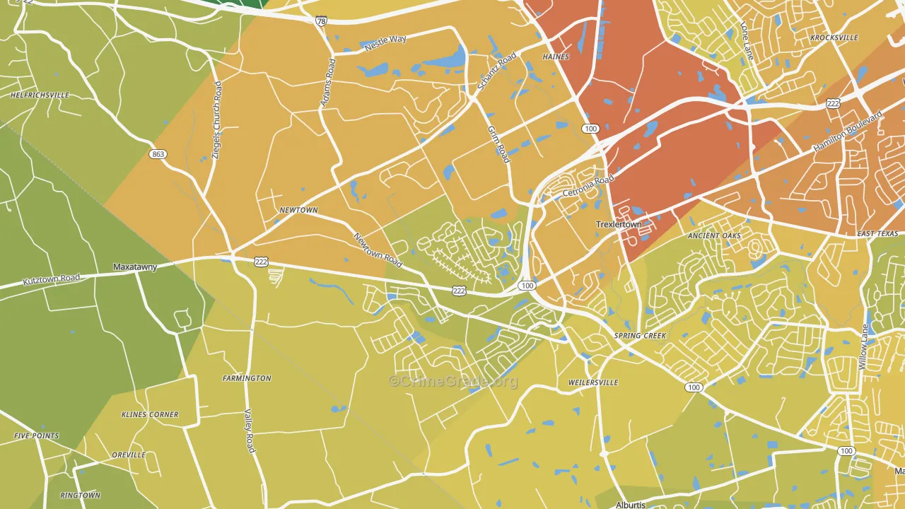 Breinigsville, PA Map of Vehicle Theft Rates
