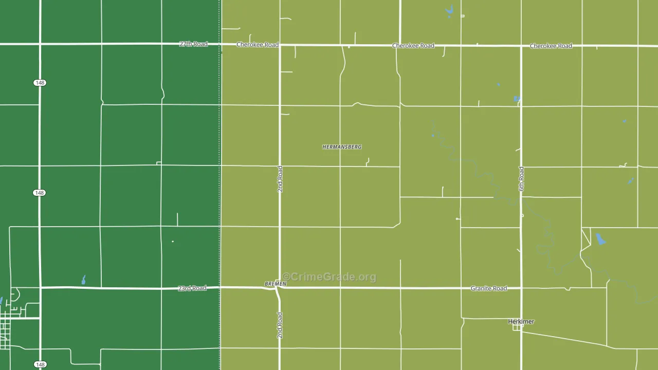 Bremen, KS Map of Vehicle Theft Rates