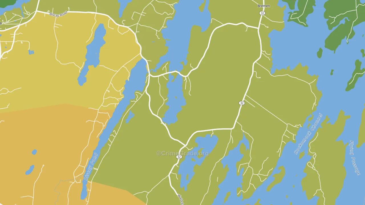 Bremen, ME Map of Vehicle Theft Rates