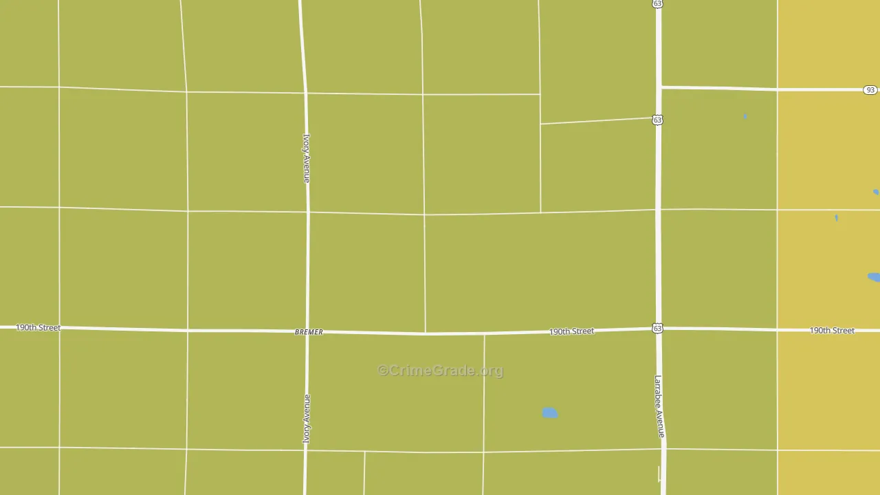 Bremer, IA Map of Vehicle Theft Rates