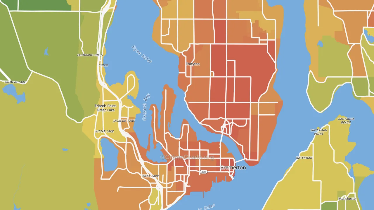 Bremerton, WA Map of Vehicle Theft Rates