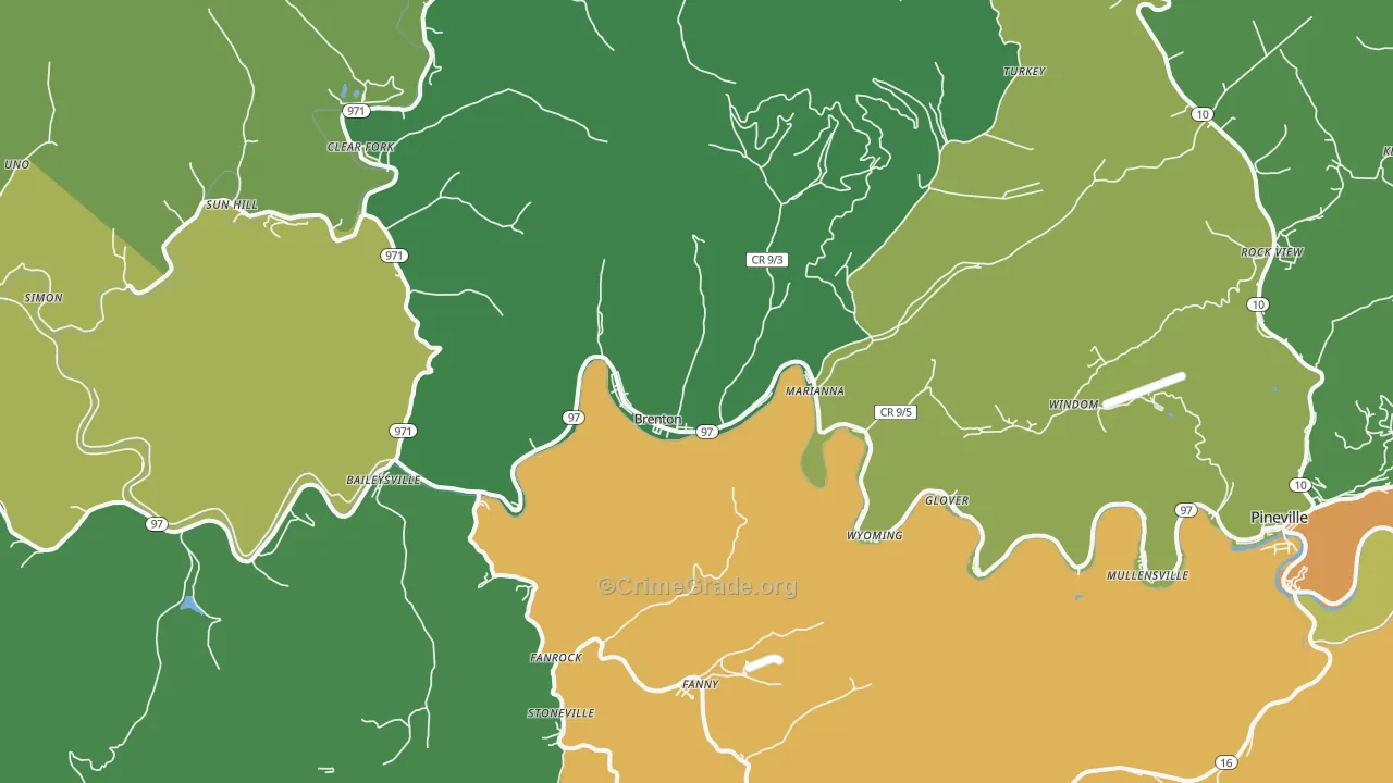 Brenton, WV Map of Vehicle Theft Rates