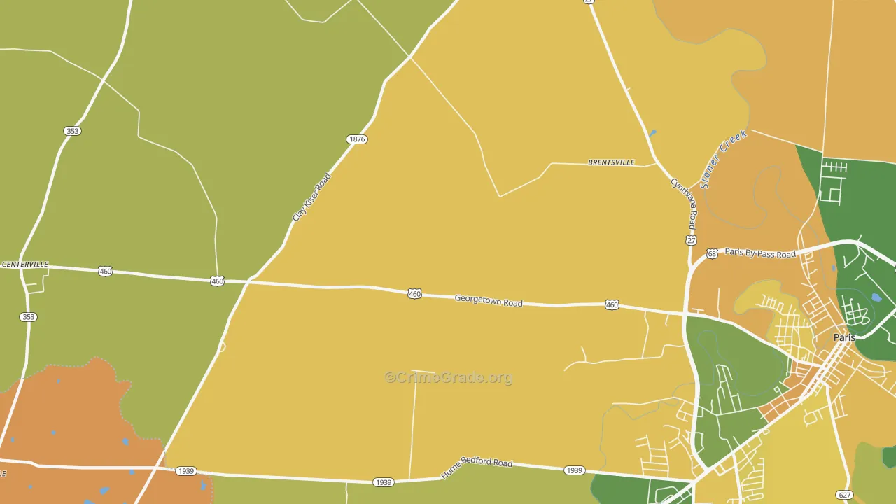 Brentsville, KY Map of Vehicle Theft Rates