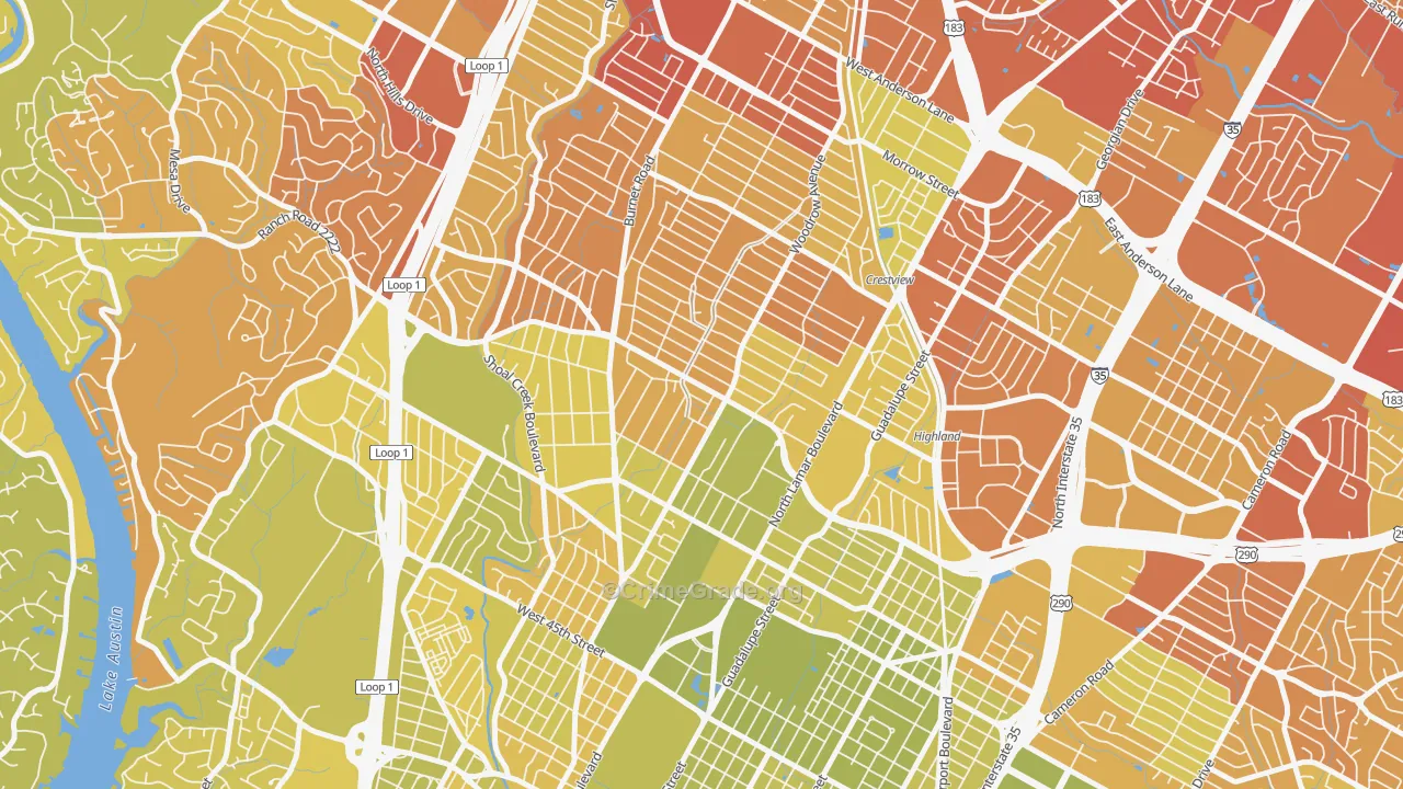 Brentwood, Austin, TX Map of Vehicle Theft Rates
