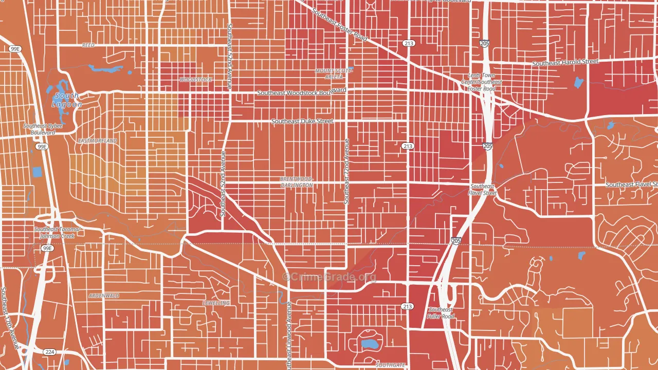 Brentwood-Darlington, Portland, OR Map of Vehicle Theft Rates