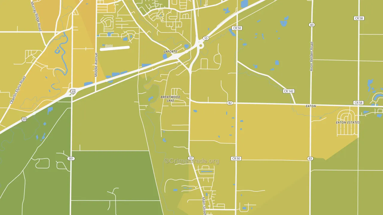 Brentwood Lake, OH Map of Vehicle Theft Rates
