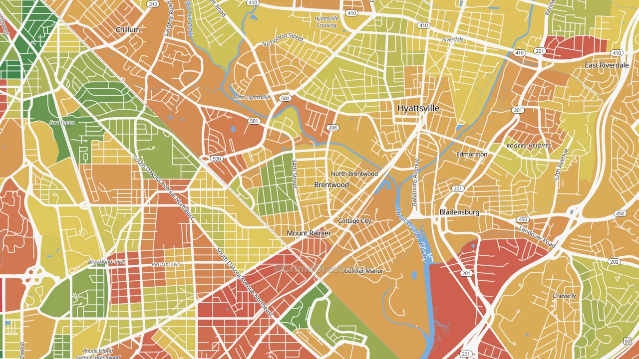 Brentwood, MD Map of Vehicle Theft Rates
