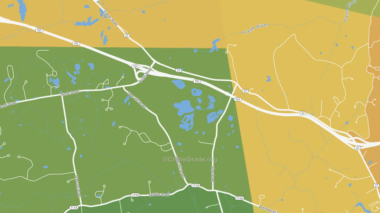 Brentwood, NH Map of Vehicle Theft Rates