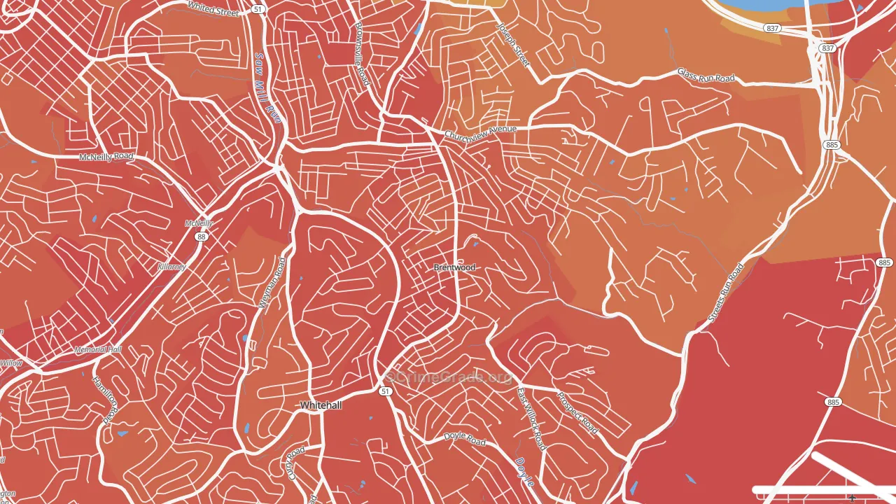 Brentwood, PA Map of Vehicle Theft Rates