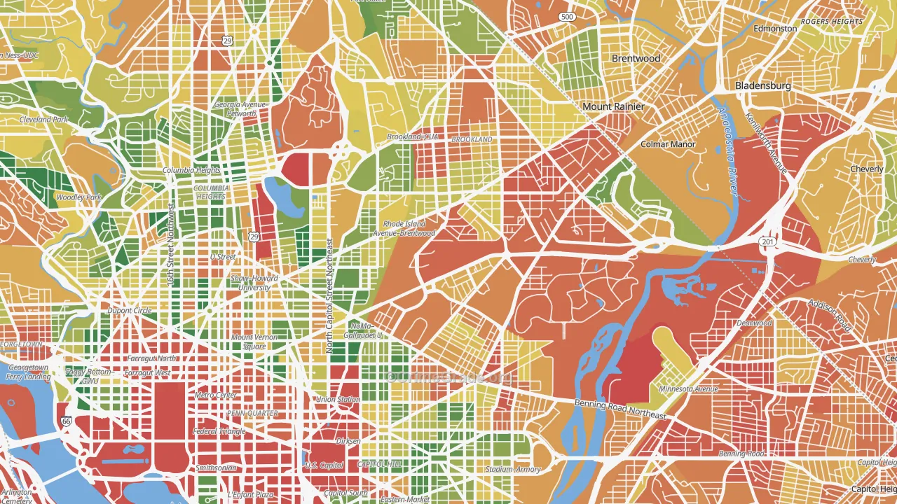 Brentwood, Washington, DC Map of Vehicle Theft Rates
