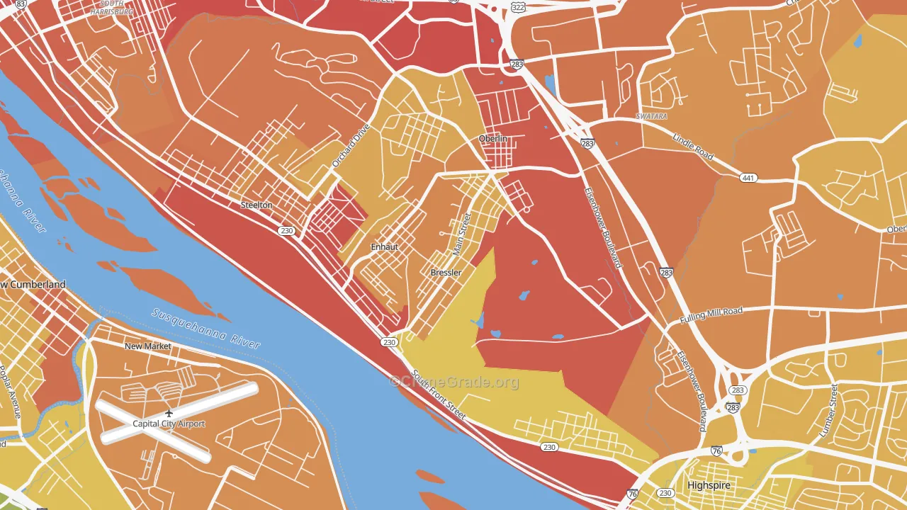 Bressler, PA Map of Vehicle Theft Rates
