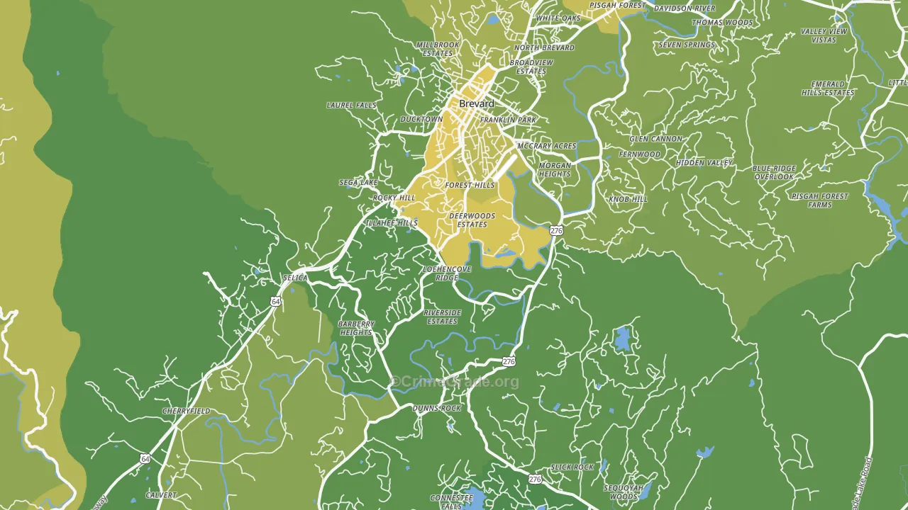 Brevard, NC Map of Vehicle Theft Rates