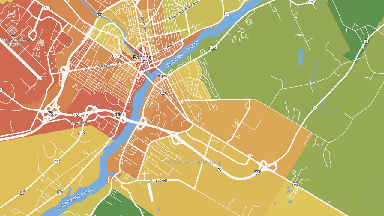 Brewer, ME Map of Vehicle Theft Rates