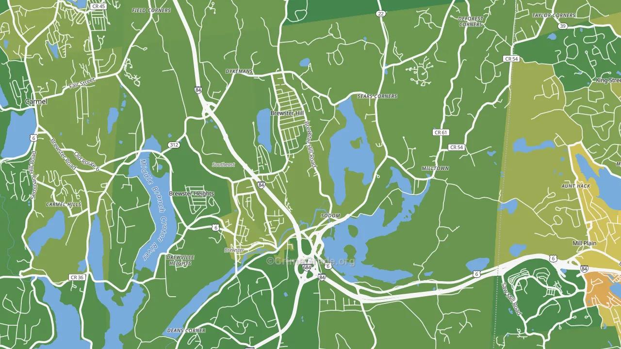 Brewster, NY Map of Vehicle Theft Rates