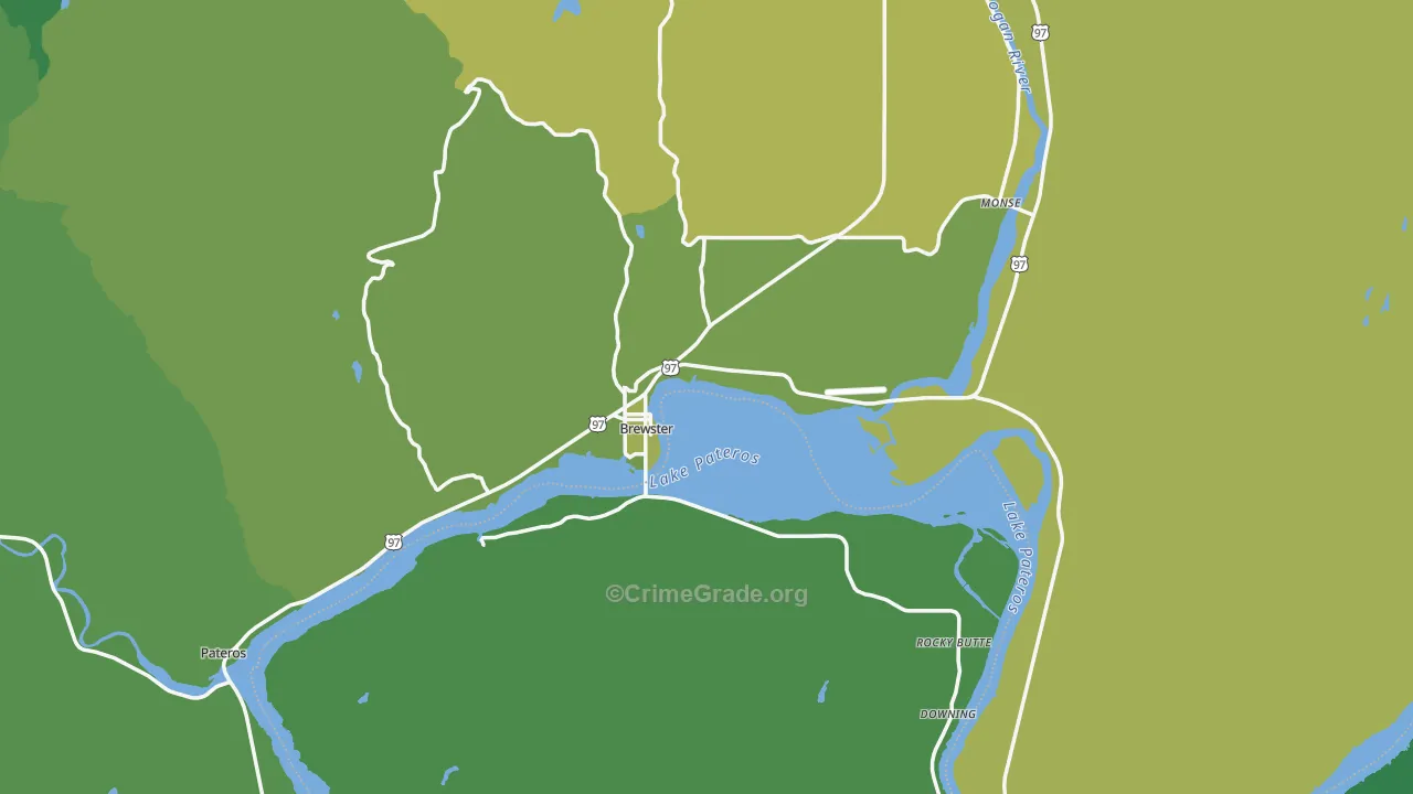 Brewster, WA Map of Vehicle Theft Rates