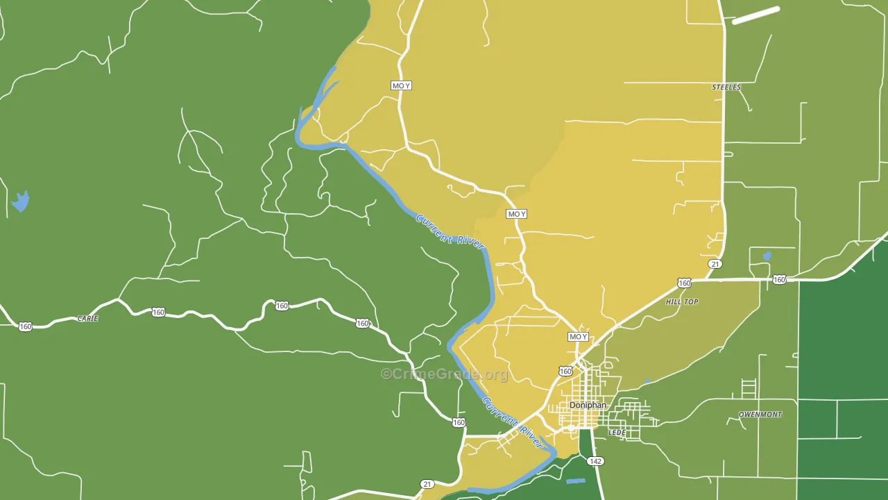 Briar, MO Map of Vehicle Theft Rates