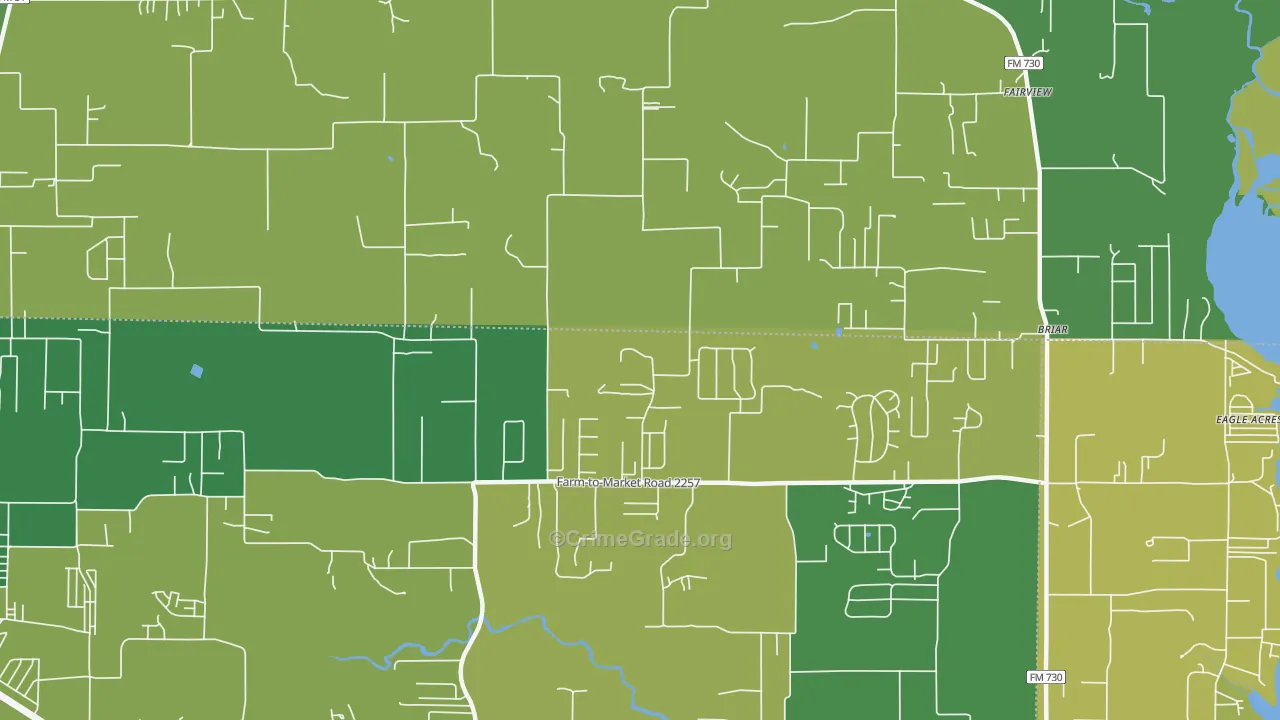 Briar, TX Map of Vehicle Theft Rates