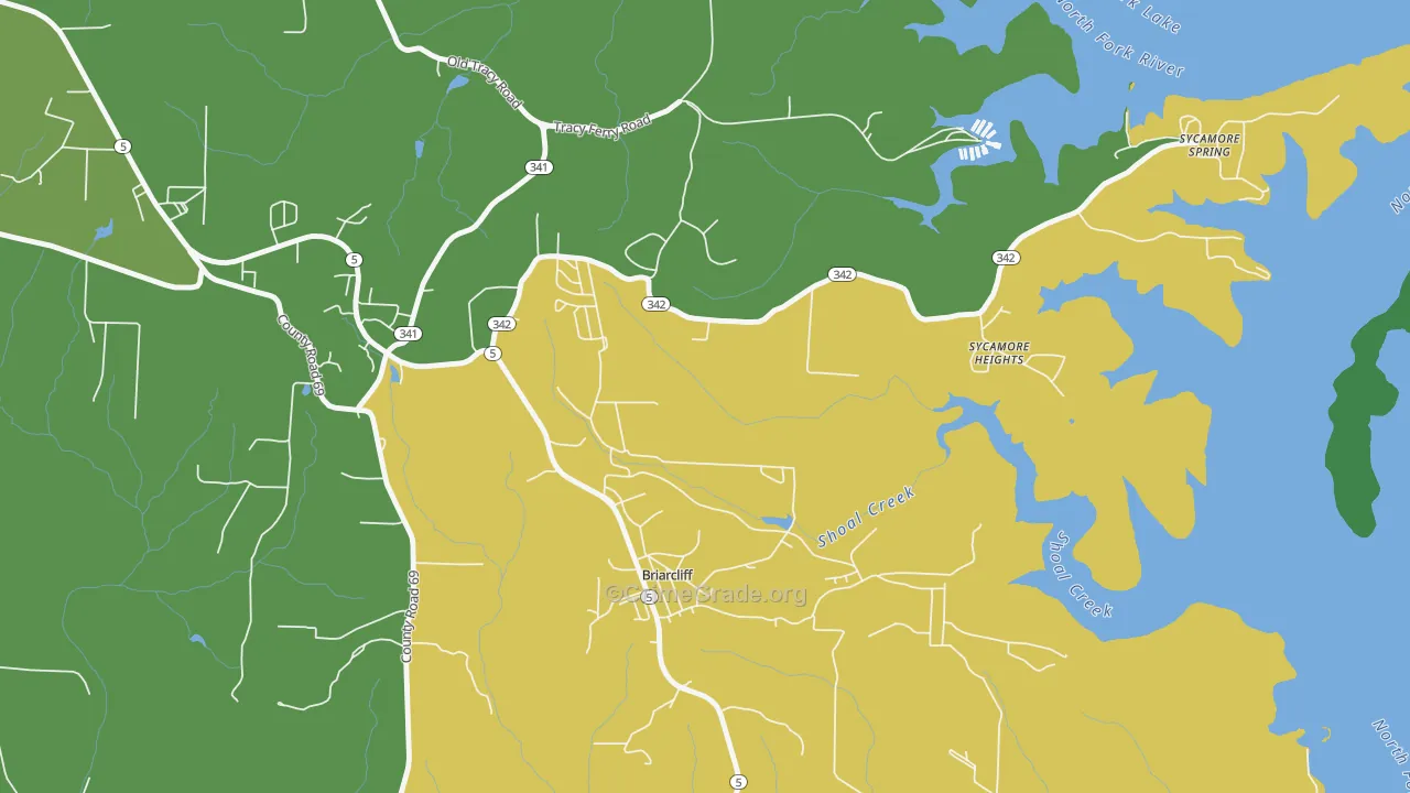 Briarcliff, AR Map of Vehicle Theft Rates