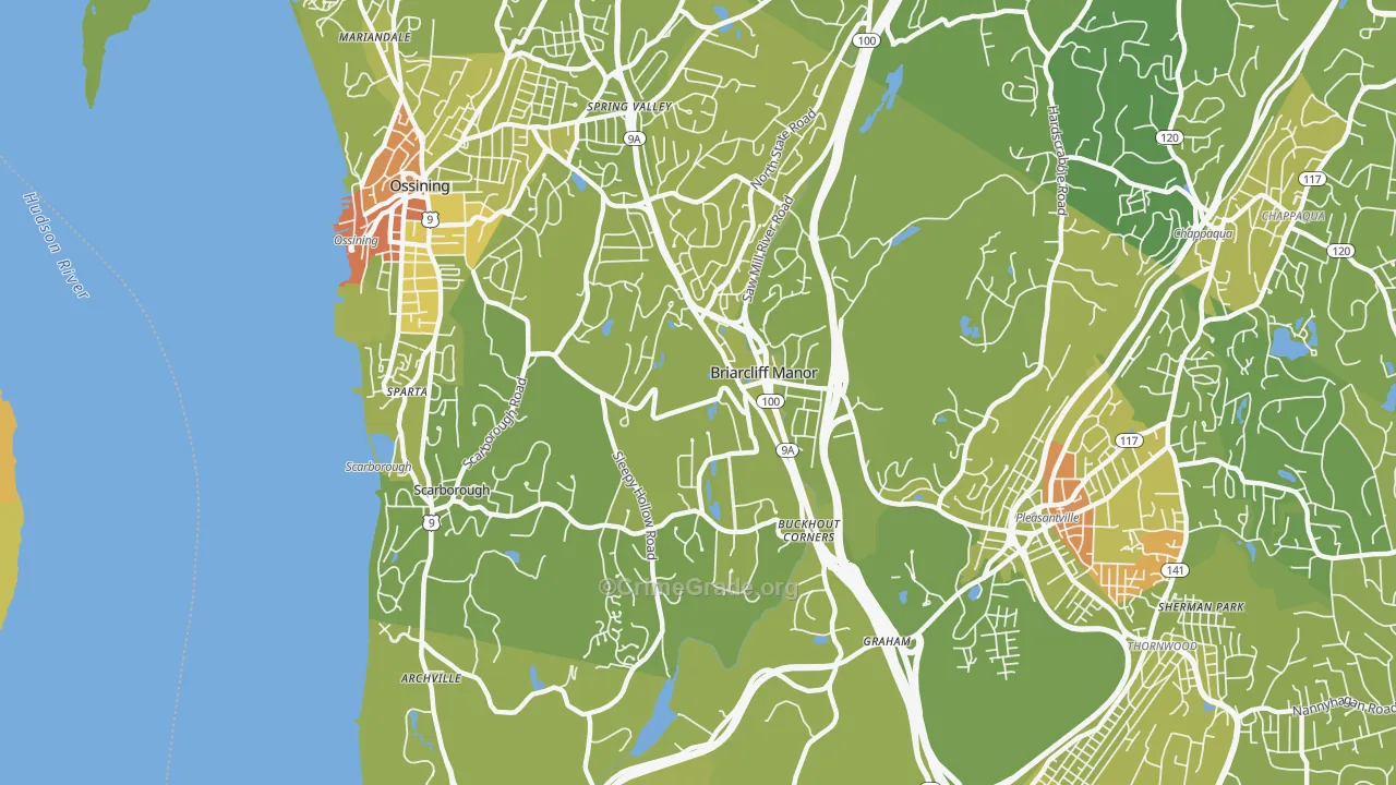 Briarcliff Manor, NY Map of Vehicle Theft Rates