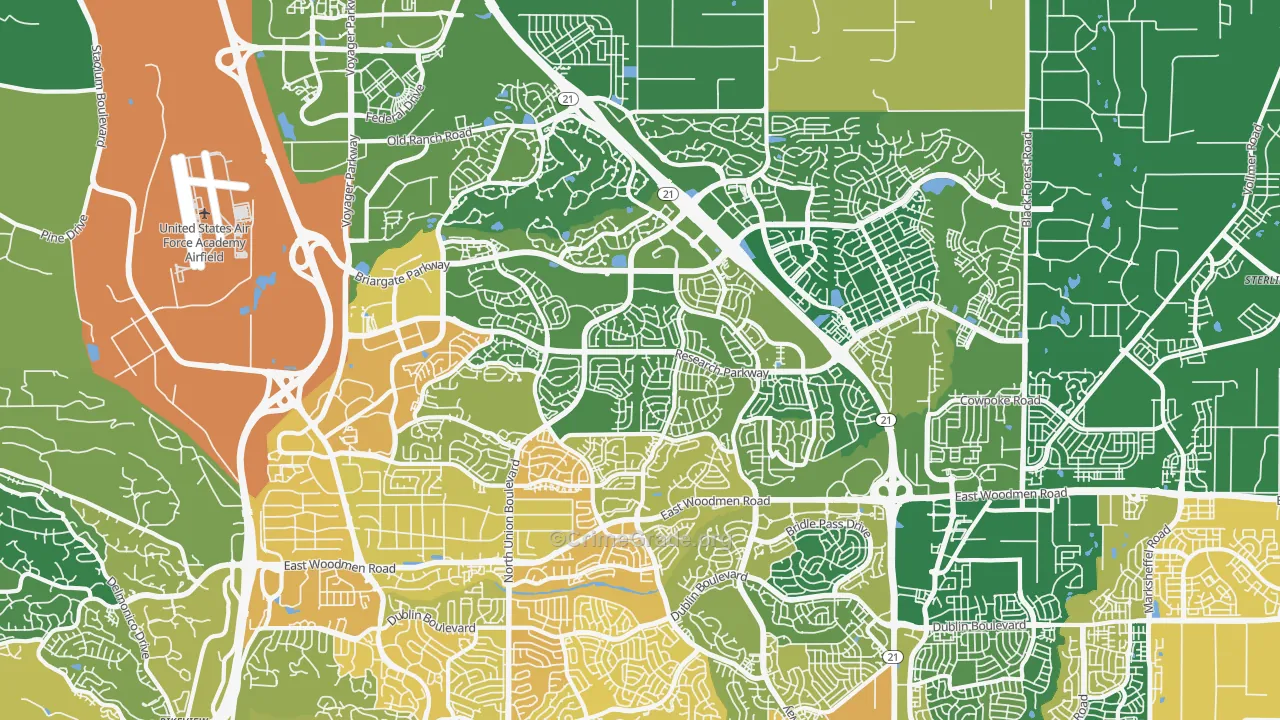 Briargate, Colorado Springs, CO Map of Vehicle Theft Rates