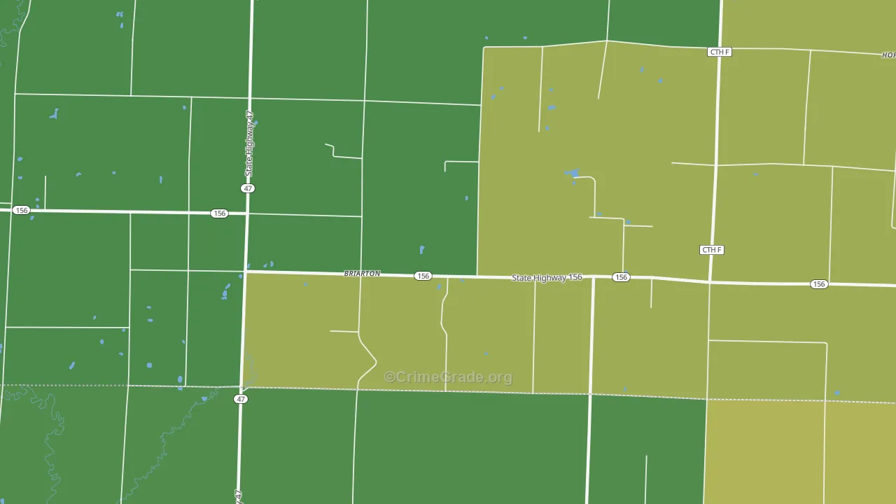 Briarton, WI Map of Vehicle Theft Rates