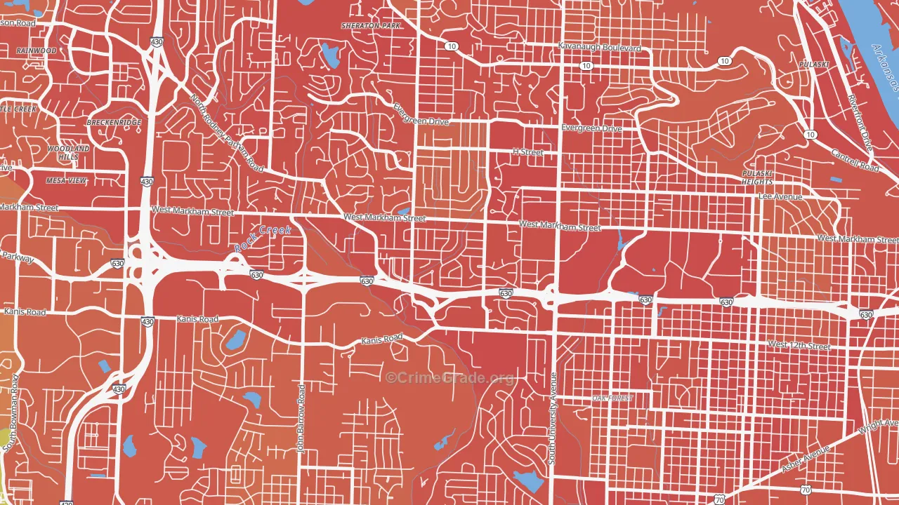 Briarwood, Little Rock, AR Map of Vehicle Theft Rates