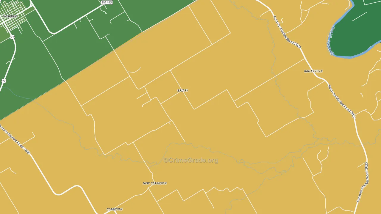 Briary, TX Map of Vehicle Theft Rates