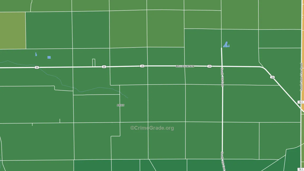 Brice, IN Map of Vehicle Theft Rates