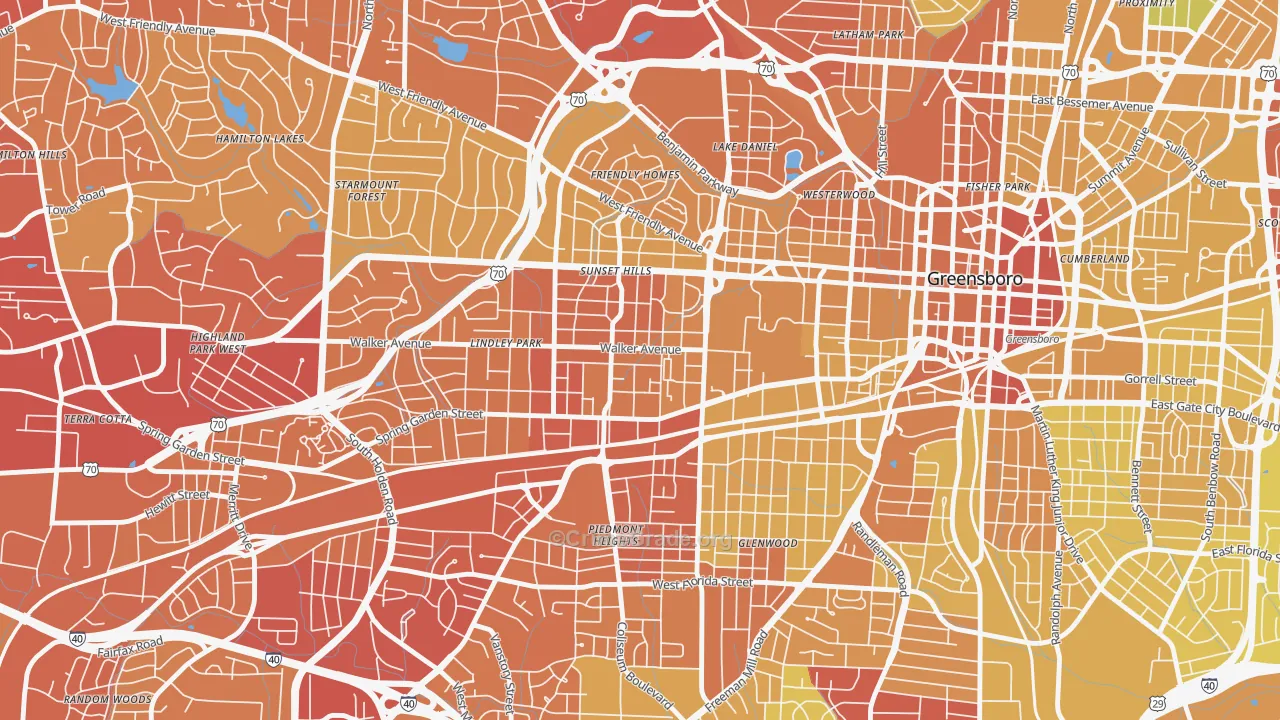 Brice Street Area, Greensboro, NC Map of Vehicle Theft Rates