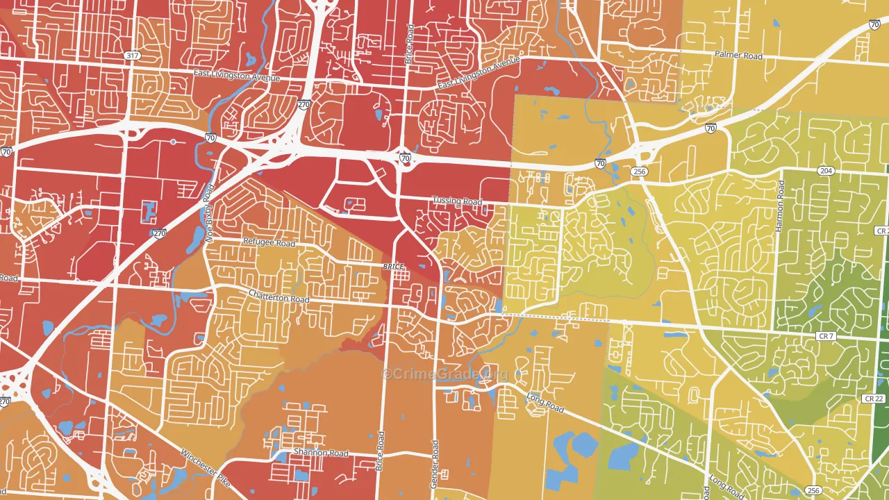 Brice-Tussing, Columbus, OH Map of Vehicle Theft Rates