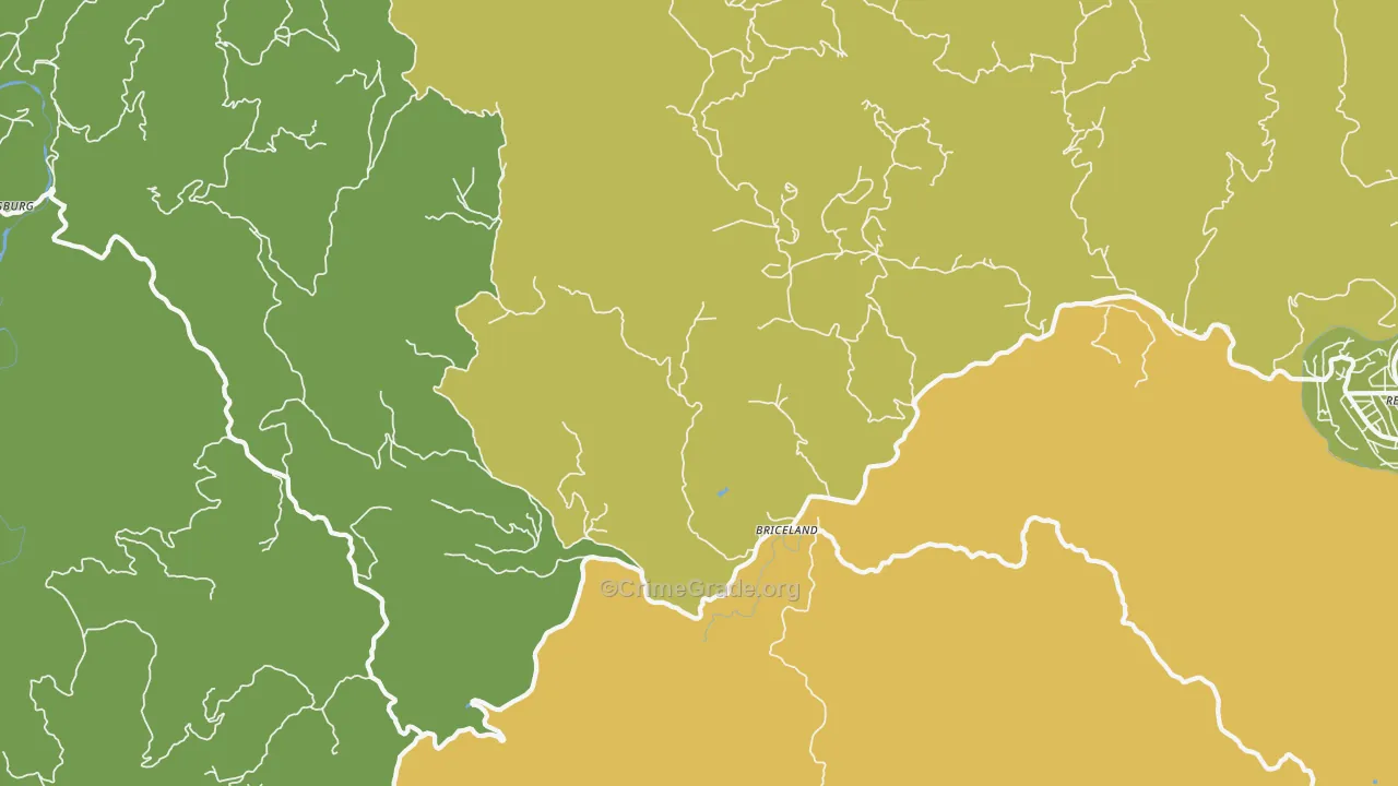 Briceland, CA Map of Vehicle Theft Rates