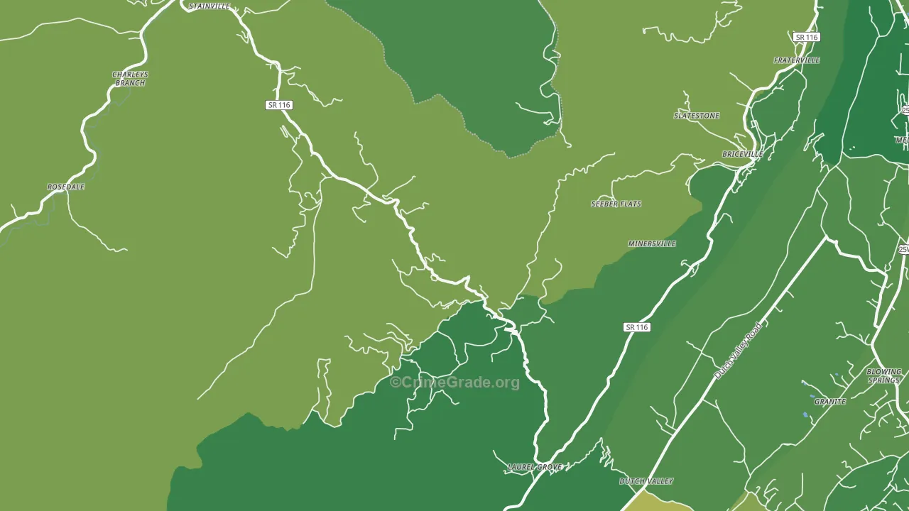 Briceville, TN Map of Vehicle Theft Rates