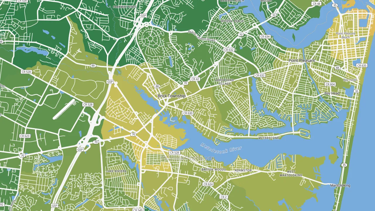 Brick, NJ Map of Vehicle Theft Rates