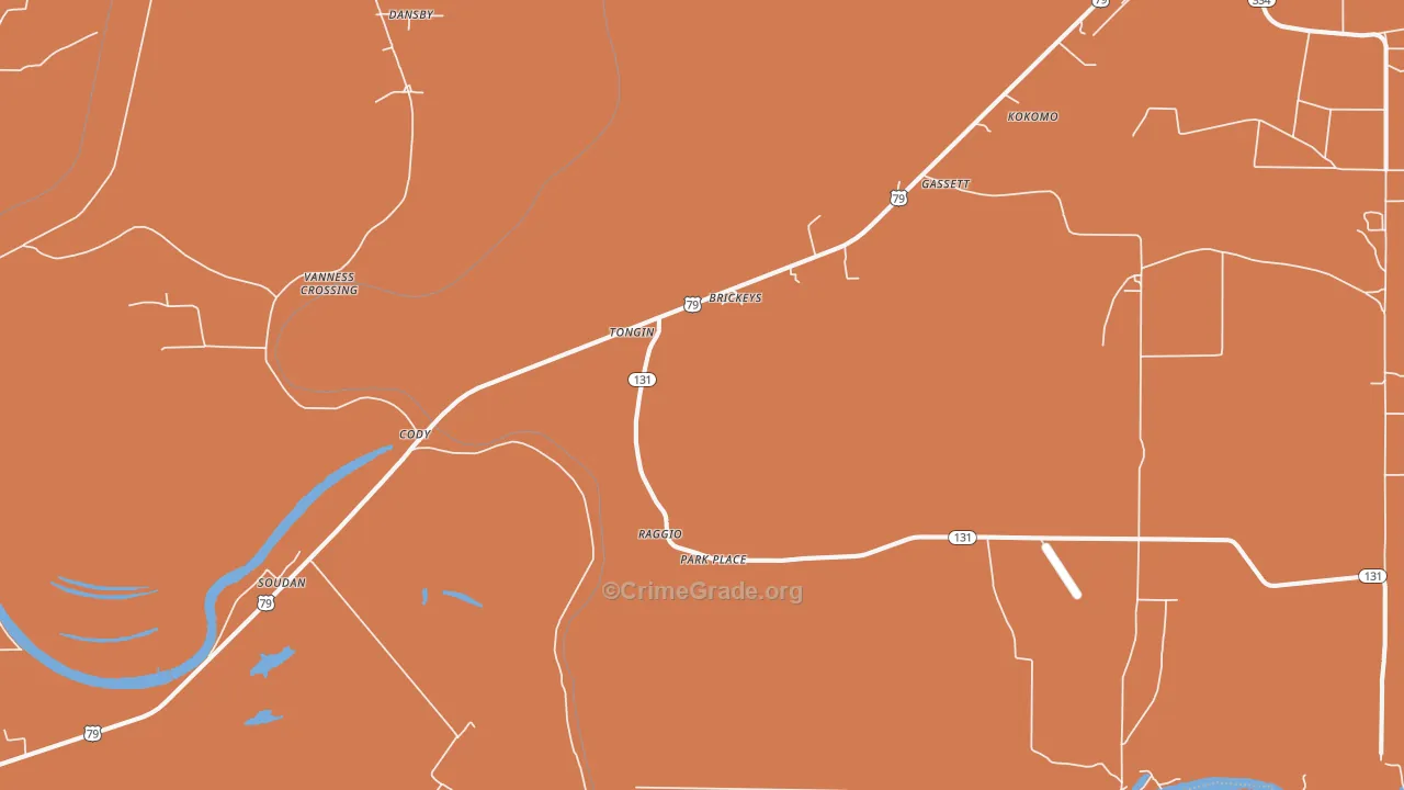 Brickeys, AR Map of Vehicle Theft Rates